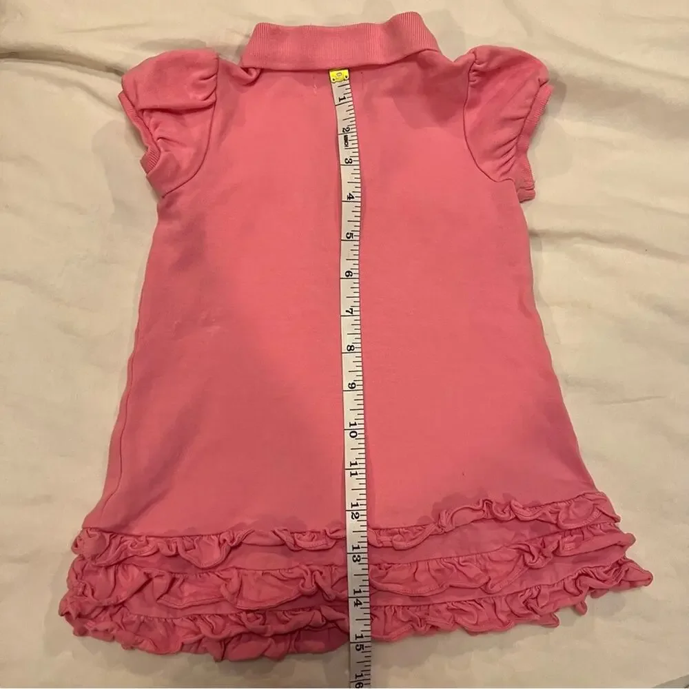 Ralph Lauren Girls Collard Ruffle Bottom Dress 18m Pink